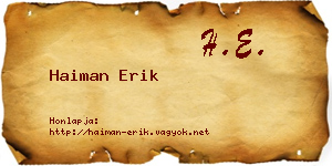 Haiman Erik névjegykártya